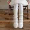 Calcetines holgados para niñas de nuevo estilo Otoño e Invierno, Calentadores de lana de color liso para pantorrillas y rodillas de niños, Calcetines de pantorrilla estilo coreano color café