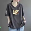 Camiseta Feminina de Manga Curta com Decote V Festiva para Comércio Exterior Transfronteiriço, Ano do Dragão, Moda Casual, Caimento Solto, Emagrecedora