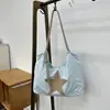 Bolsa de tecido tote com design de nicho coreano, leve, com estrela de cinco pontas, grande capacidade, versátil, para ombro, bolsa transversal