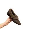Sapatos Mary Jane Quadrados com Forro de Lã Estilo Chanel para Aumentar a Altura, Mocassins de Solado Grosso para Outono e Inverno