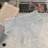 Ropa interior de niña con encaje de malla negra pura y sexy, entrepierna de seda morera, bragas de cintura media con huecos en la cadera