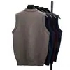 Chaleco de Bolsillo Jacquard con Cuello en V de Moda para Hombre, Top de Punto sin Mangas, Casual de Negocios, de Rango Medio y Mayor, Camisa de Papá de Gama Alta, Cárdigan sin Mangas