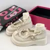 Zapatos de Mujer JK Redondos con Cordones y Suela Gruesa Estilo Francés 2025 Primavera Nuevo Modelo Popular para Combinar con Faldas Zapatos Mary Jane de Cuero para Mujer