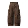 Yidao Vintage 2026 Otoño Nuevo Estilo Retro Japonés Ropa de Trabajo Lavada Multibolsillos Holgados Pierna Ancha Casual Pantalones