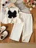 Amazon Conjunto de Dos Piezas para Bebé Niña de Verano Lindo sin Mangas con Lazo Grande y Volantes + Pantalones de Color Sólido con Textura