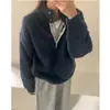 Em estoque~ Suéter de tricô pulôver de design color-blocking estilo ins coreano com botões ocultos e barra com cordão