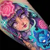 Tatuagem Adesiva Diablo Feminina À Prova D'água Duradoura Europeia e Americana Violência Lori ins Desenho Animado Fofo Flor Braço Não Refletivo Anti-Han