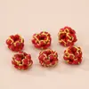 Pulseira de Nó Flor de Pessegueiro Tecida à Mão Estilo Chinês com Fio Dourado e Contas Espaçadoras Pulseira Semi-Acabada DIY Acessórios de Joalheria