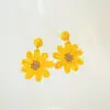 [Girasol] Pendientes de Flor de Girasol Amarilla, Pinzas para Oreja sin Perforar Estilo Vacacional Nicho, Versátiles y No Exigentes
