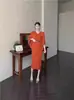 Miyaki Nuevo Europeo y Americano Transfronterizo Talla Grande Moda de Verano Plisado Cuello en V Mangas Murciélago Elegante Holgado Elegante Vestido de Mujer