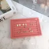 Bandeja de Anillos de Tela Flocada Blanco Crudo PU Accesorios de Almacenamiento de Joyería Pendientes Tamaño Pequeño Exhibidor de Joyería para Puesto de Escritorio