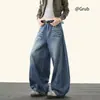 Jeans Negros de Diseño Retro Americano con Bigotes, Estilo Cimitarra, para Hombres y Mujeres, Pantalones Anchos Casuales Sueltos de Calle Vintage Geniales