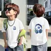 Estilo Casual Manga Curta Crianças Pequenas, Médias e Grandes Verão 2026 Nova Camiseta para Meninos Ensino Fundamental Meninos Top 100% Algodão Camiseta com Desenho