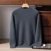 Suéter 100% caxemira pura para homens, gola alta discreta, caxemira fina Albas, suéter de tricô jacquard espessado