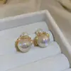 Pendientes de Perla de Circonita de Moda de Aguja Plateada Pendientes de Botón Retro de Lujo Ligero de Nicho Francés Pendientes Nuevos 2026