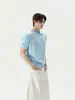 2026 Nova Camisa Polo de Tricô de Seda Gelada de Verão, Tricô Relaxado de Manga Curta Masculino Estilo Retro Old Money Botão Casual