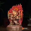 Buda Yuan Hui Nepal Feito à Mão 7 polegadas 20 cm Cobre Meio Dourado Esculpido Cabeça de Cavalo Rei Kong Corpo Duplo Protetor Buda