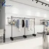 Arara Preta para Loja de Roupas, Arara de Chão Espessa, Ilha Expositora para Loja de Roupas Masculinas e Femininas, Prateleiras para Atacado