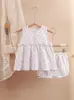 Pijamas de Gasa para Niñas, Conjunto de Falda Floral y Shorts, Suave, Lindo, Transpirable, Conjunto de Dos Piezas de Algodón de Doble Capa para Bebés Niñas