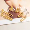 Pendientes de acero inoxidable transfronterizos, temperamento, piedra Hao, joyería simple, cadena de color dorado y plateado de 18K, pendientes de estrella de mar, pendientes