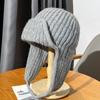 Gorro de Punto Cálido de Color Sólido Estilo Japonés con Protección para las Orejas para Mujer Otoño e Invierno Gorro de Lana con Correa Estilo Coreano Todo-partido Engrosado Gorro Lei Feng