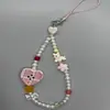 Cordão Original Fofo de Botão Xadrez Coração Cachorro West Highland Beaded para Celular Corda de Câmera Ccd Menina Nicho