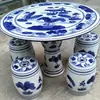 Juego de Mesa y Taburetes de Cerámica China de Una Mesa y Cuatro Taburetes para Patio Balcón Mesa de Té de Ocio Set de Adornos de Jardín para Exteriores Suministro Directo de Fábrica