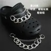 Corrente de Metal para Sapato Estilo Punk, Corrente Destacável, Fivela Decorativa para Sapato com Rebites, Lâmina de Barbeiro, Acessórios da Moda Hip-Hop