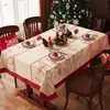 Toalha de Mesa de Natal Impermeável e à Prova de Óleo Sem Lavagem Ano Novo Vermelha Decoração Festiva Toalha de Mesa de Café Mesa de Jantar Toalha de Mesa de Atmosfera