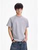 Camiseta Masculina de Verão de Manga Curta, Cor Sólida, Versão Pesada, Algodão Espacial Rígido Americano, Ombro Direito, Gola Redonda, Manga Média