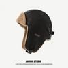 Gorra Lei Feng de Cuero para Motocicleta Vintage para Hombre Invierno Gruesa de Piloto para Montar con Protección para los Oídos Gorra para Protección contra el Frío para Esquí del Noreste para Mujer