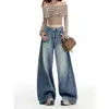 Jeans de Pierna Ancha con Dobladillo Curvo para Mujer, Estilo Delgado, Verano 2026, Nuevos, de Cintura Alta, Holgados, Adelgazantes, Pierna Recta, Bolsillos Grandes, Pantalones Cargo