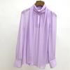 Nova Blusa de Chiffon Transparente com Gola Meia-Alta, Mangas Longas, Gola Cachecol, Pulôver Slim Feminino do Fabricante Xiaomeiniang