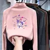 Blusa térmica infantil com forro de fleece, gola alta parcial, mangas compridas, outono e inverno, roupa íntima espessa para meninas, camada base fofa
