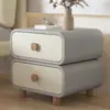 Mesita de noche Estilo Crema Nuevo Hogar Dormitorio Mesita de Noche de Cuero Simple Moderna Sin Instalación Pequeño Gabinete de Almacenamiento
