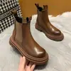 Botas Martin para Mujer 2026 Nuevas Otoño Invierno Casual Botines Engrosados Estilo Británico Botas de Algodón con Suela Gruesa Forradas de Lana Botas tipo Chimenea