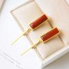 Pendientes rectangulares de rubí natural del sur de Hetian, plata de ley S925 con incrustaciones, estilo étnico retro simple, joyería de plata nueva
