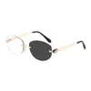 Nuevas Gafas de Sol Ovaladas Sin Marco con Cabeza de Serpiente para Hombres y Mujeres Gafas de Sol Retro Metálicas Europeas y Americanas Transfronterizas 2025 Transfronterizas