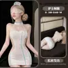 Lingerie sexy de enfermeira estilo boate, um conjunto puro e sedutor apresentando uma saia justa, projetada para fácil acesso e sedução brincalhona, conjunto de pijamas femininos