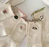 Meias Femininas de Meia-Cança Outono e Inverno com Renda e Bolinhas Coloridas, Meias Femininas Cartoon Fofas Tendência, Meias Zhuji