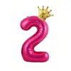 Venta al por mayor transfronteriza Globos digitales de corona de cumpleaños de 32 pulgadas Globos de película de aluminio digital rojo rosa Fiesta de cumpleaños Aniversario