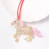 Animal do Zodíaco Pônei Pingente de Árvore de Natal Pequeno Ornamento Pendurado Pequeno Presente de Natal Strass Metal Decoração de Casa Atacado