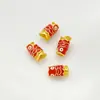 Plata Antigua 925 Chapada en Oro Pequeño Amarillo Amarillo Amarillo Pez Cuentas de Transferencia Pulsera de Cuerda Roja DIY para Mujer Accesorios de Cuentas Accesorios Anuales de Pez