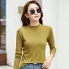 Camiseta interior de manga larga para mujer, cuello alto medio con forro polar de otoño e invierno, modal, color liso, elegante, versátil, terciopelo fino