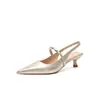 Zapatos de Tacón Alto de Aguja con Punta Aguda y Boca Baja Estilo Francés Zhr para Mujer, Nuevos Zapatos de Tacón Bajo con Boca Baja Color Nude Verano 2026 para Mujer