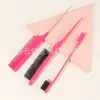 Conjunto de Pentes para Tingir Cabelo, Pincel Penteador para Mechas Ferramentas de Penteado, Pincel para Sobrancelhas, Pente para Desfiar, Pente de Cauda para Separar Conjunto de Três Peças
