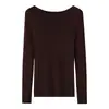 Suéter de hilo Yangzi fino imitación lana para mujer, nuevo modelo de otoño 2026, cuello redondo bajo, top base de punto elegante y ajustado