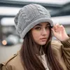 Nuevo Gorro Postparto de Gran Circunferencia de Cabeza, Gorro de Lana Tejido Cálido y Resistente al Frío, Gorro Holgado Versátil de Moda Europea y Americana para Mujer
