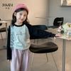 Camiseta para niñas YOJIA, primavera y otoño 2024, nuevo estilo, ropa infantil coreana, camisa de manga larga a juego para niños, ropa de otoño