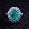 Novo Anel Paraíba Natural Imitação de Explosões Vivas Micro-cravado Diamante Completo Diamante de Alto Carbono Pera Anel Aberto para Mulheres